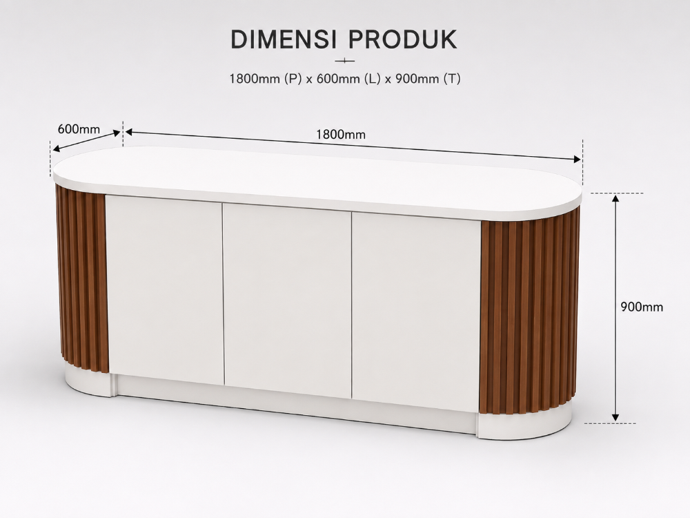 Dimensi: 1800mm x 600mm x 900mm